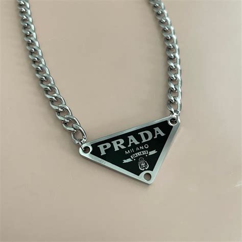 prada chain for men|Prada necklace triangle price.